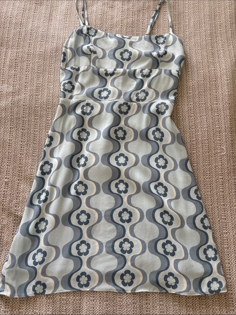 Sun-Deh (Aritzia) Light Blue Floral Wave Slip Dress